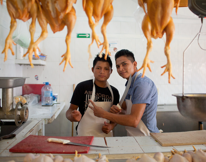 Chicken butcher. Mercado 23 Cancun Mexico