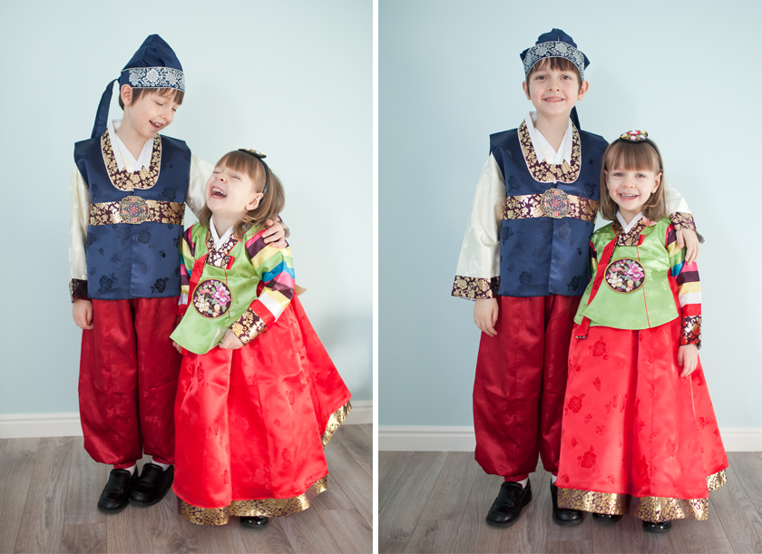 The kids in their hanbok for New Year's last year.